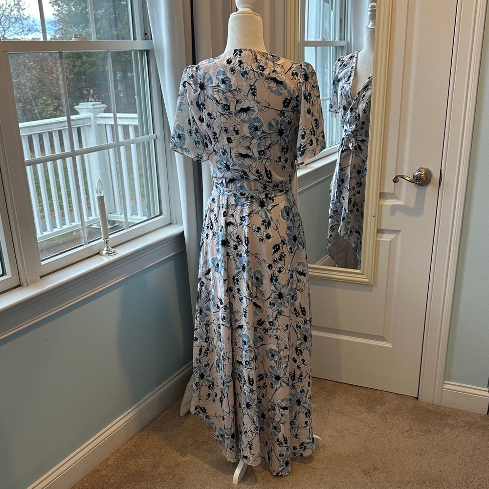 Parker Blue and White Floral High Low Dress - Picture 3 of 6
